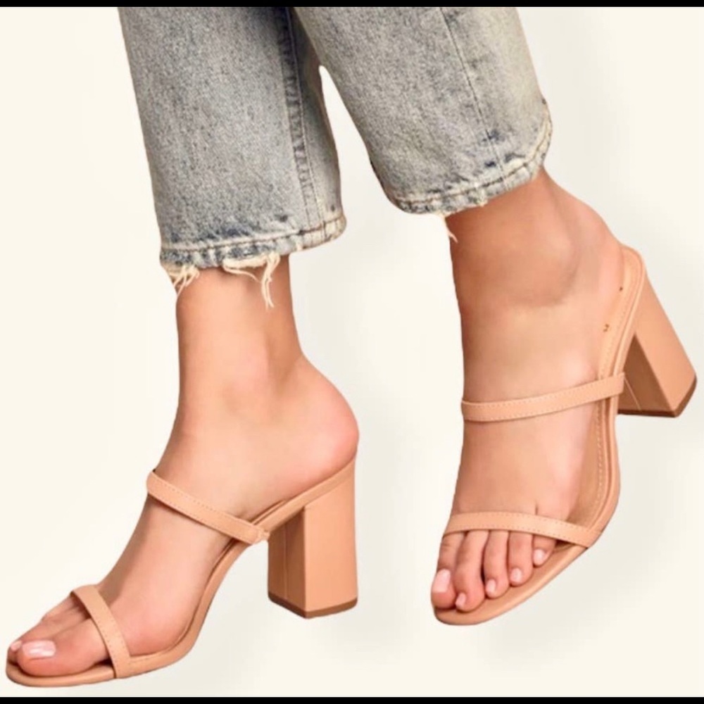 Lulus Blush Strappy Block Heel Sandals Size 7